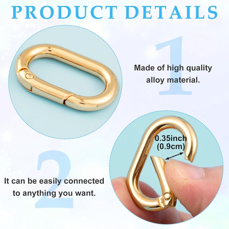 STSTR 3pcs Oval Spring Ring Clips, Metal Keyring Purse Clip, Heavy Duty Opening O Ring Carabiner for Keychains,Backpacks, Keys - Image 3